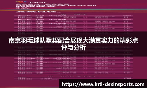 南京羽毛球队默契配合展现大满贯实力的精彩点评与分析
